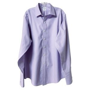 Brooks Brothers Slim Fit Non Iron Button Front Long Sleeve Lavender Shirt 17-35
